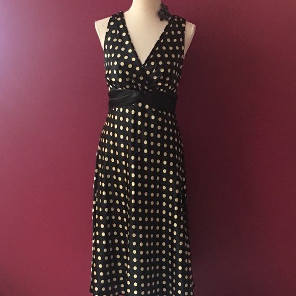 Jessica Howard Black Gold Polka Dot Dress - Picture 6 of 8